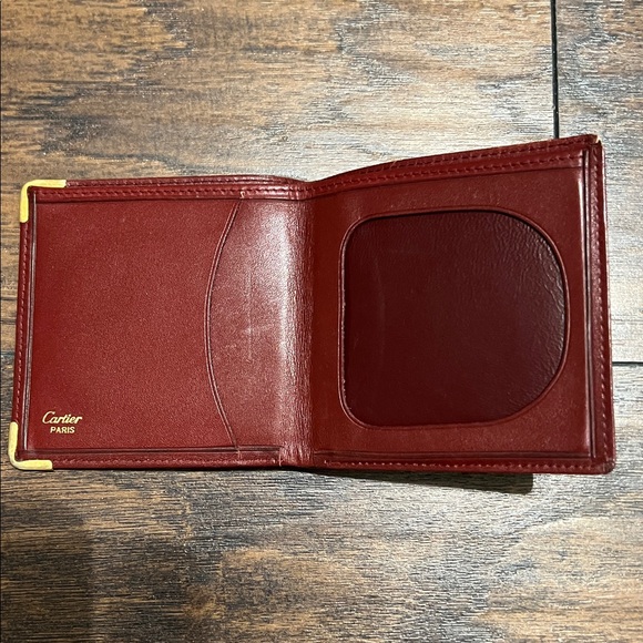 Cartier Deep Red Wallet with Gold Details